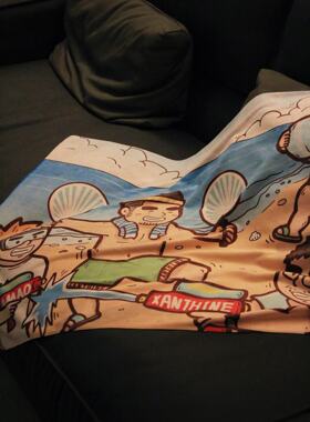 2025夏季新款卡通沙滩派对浴巾家用不掉毛毯子装饰