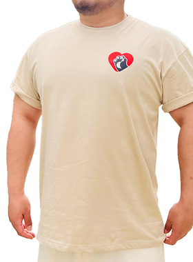 XANTHINE男士原创大码T恤纯棉爱心熊掌BEAR卡通