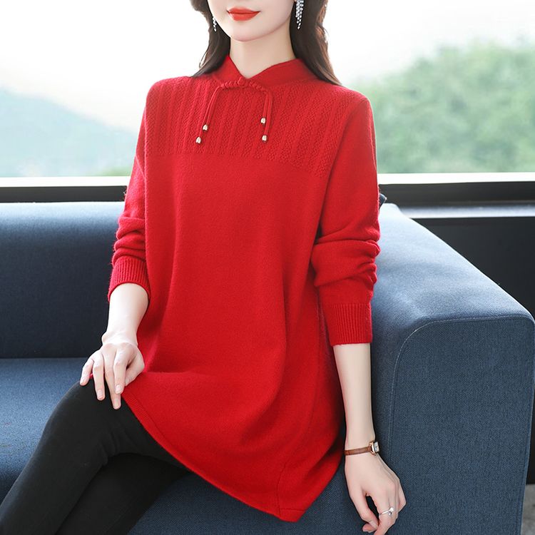 梵猫2025新款针织衫女中老年妈妈装大牌七分袖圆领复古中国风