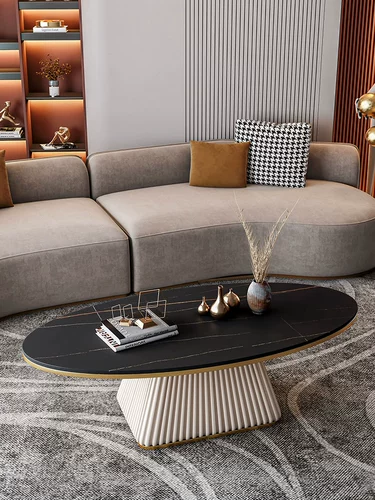 Светлый роскошный образцы комнаты дизайнер кофейный столик модель минималистская современная гостиная маленькая квартира Дом овальный рок журнальный столик