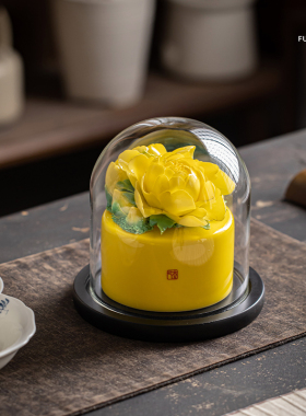 夫己纯手工陶瓷花花世界之壶承牡丹姚黄茶桌茶几茶宠摆件