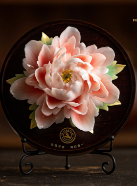 夫己纯手工陶瓷桃花源香插摆件美好时光牡丹茶桌茶几客厅卧室摆件