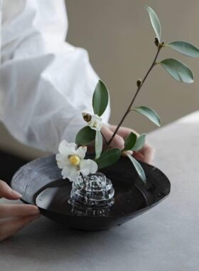 无垠玻璃球花插剑山艺术摆件手工插花器家居日常送礼禅意装饰