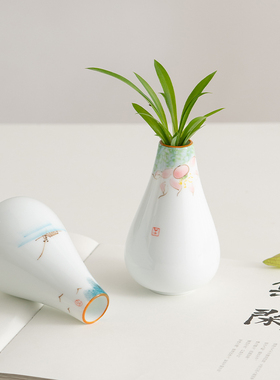 新中式手绘陶瓷花瓶摆客厅茶台