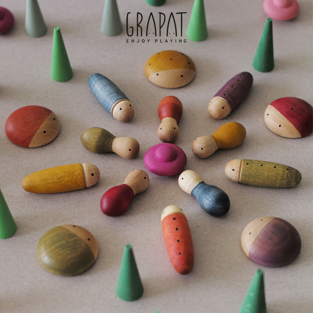 grapat 华得福蒙式教育木制虫子仿真昆虫积木儿童想象力木头玩具