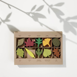 Moon picnic 仿真木制树叶木头叶子儿童想象力开放玩具自然游戏