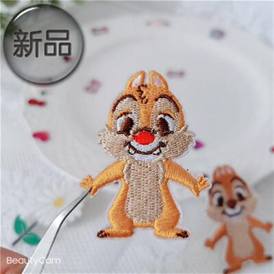 自粘款花栗鼠卡通松鼠刺绣龙骧包switch手账本DIY布贴补丁贴