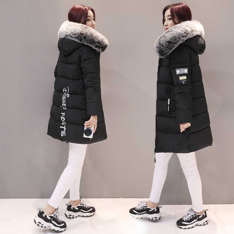 棉衣女冬装新款韩版时尚中长款棉服女大码修身连帽外套女棉袄