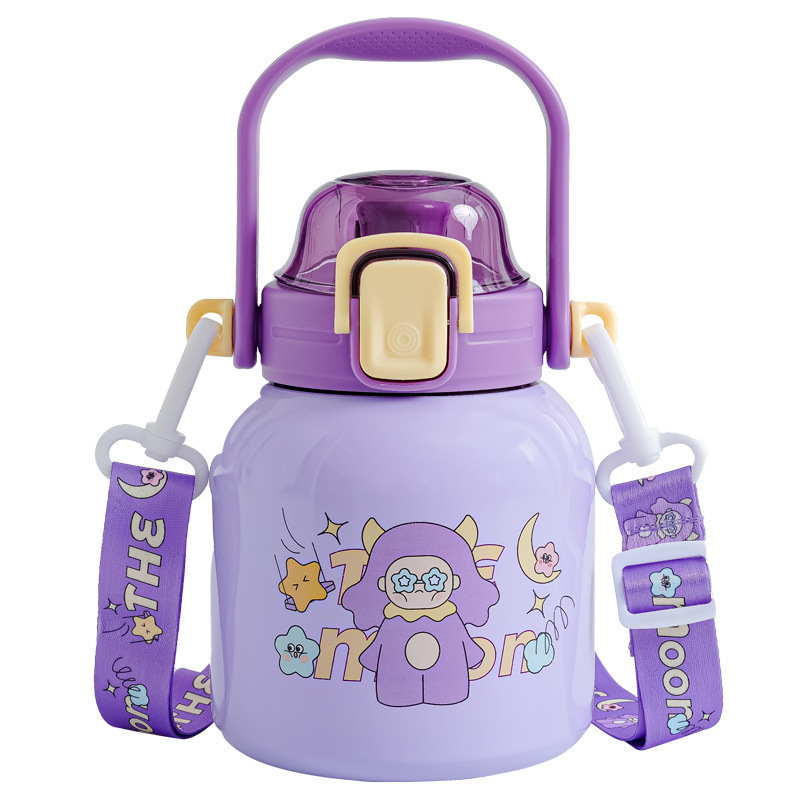 316不锈钢儿童保温杯高颜值可爱学生吸管水杯大容量双饮大肚