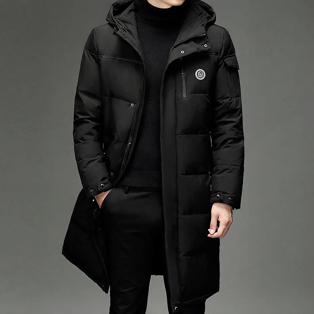 羽绒服男外套爸爸装长款工作服装过膝加厚中老年户外