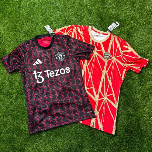 Adidas 曼联 拜仁 2425赛季足球赛前热身短袖训练服球衣足球服
