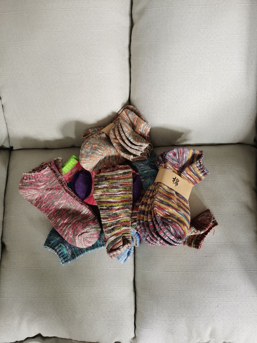 原外贸浅口民族风彩色棉袜女船袜毛巾底学生针织袜春秋保暖吸汗潮