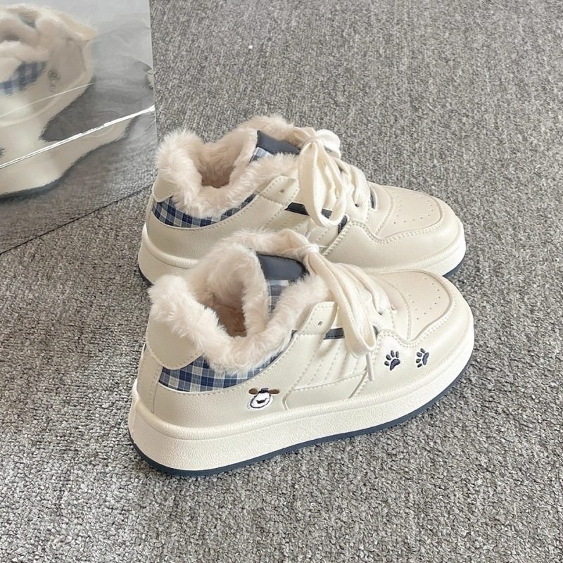 冬季厚底小白鞋女款新款保暖加绒板鞋二棉鞋子学生百搭面包鞋,女鞋,棉鞋,淘宝优惠券,粉丝福利购,淘宝优惠卷