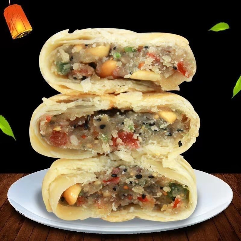 12个2斤山东酥皮大白皮老五仁月饼传统苏式酥皮黑芝麻手工月饼
