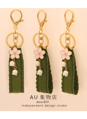 au|日系小众橄榄绿钥匙链腕带