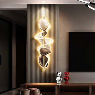 轻奢时来运转客厅电视背景墙格栅装饰画挂件带灯发光玄关挂画壁画