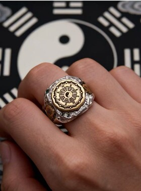 新款现货高品质道家天师五雷号令可旋转戒指国潮复古霸气指环
