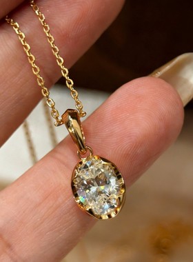 新款高品质版本极简ins风椭圆蛋形钻石百搭水滴项链锁骨链