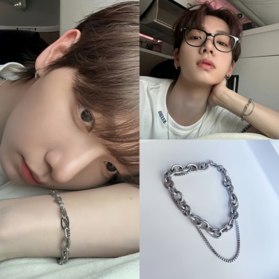 高品质新款BOYNEXTDOOR明宰铉同款手链双链条设计通勤百搭情侣款