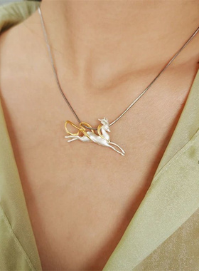 新款现货高品质敦煌灵山九色鹿吊坠项链国风小众设计锁骨链