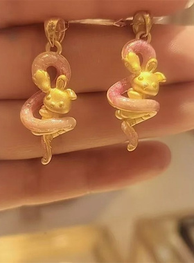 v金材质真金电镀保色蛇盘兔代代富招财新年吊坠项链精致甜美设计