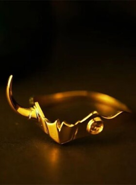 新款高版本《复仇者联盟》洛基金头冠戒指小众定制指环首饰