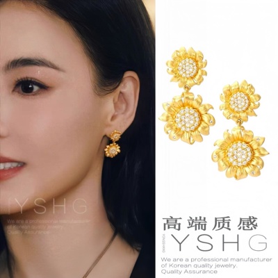 高品质新款张柏芝同款耳环向阳花耳钉港风穿搭气质高级感太阳花女