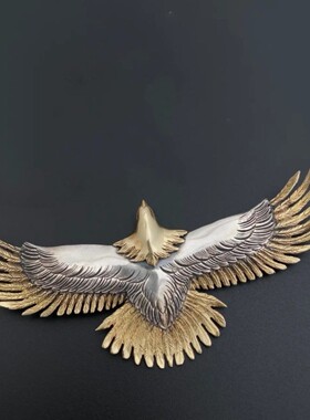 高品质新款雄鹰展翅美式潮流老鹰双色吊坠项链嘻哈颈链