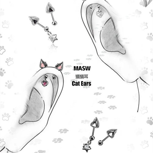 现货新款高版【猫咪耳钉】甜酷设计独特恶魔耳钉耳骨钉可爱耳饰