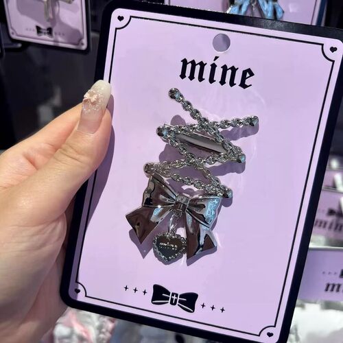 高品质新款MINE亚文化量产交叉蝴蝶结发夹洛丽塔装饰法式甜美边夹