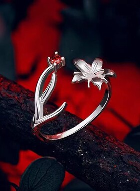 高品质新款斗罗相思断肠红戒指装饰唐家3少戒指环女