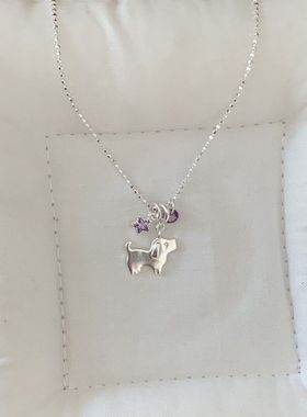 高品质现货新款简约百搭星星快乐小狗项链小众时尚文艺紫色锁骨链