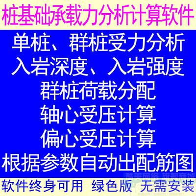 桩基础受力入岩荷载自动计算出配筋图、统计钢筋重量分析受力软件