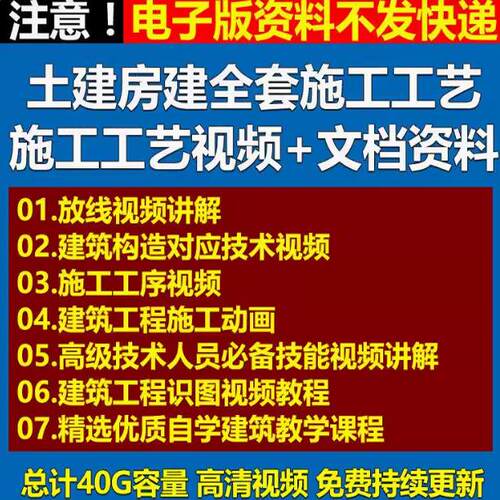 土建建筑工程施工工艺视频教程工地现场技术管理组织设计资料大全