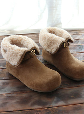 牛皮两穿雪地靴女内增高防滑勃肯靴子冬季加绒保暖棉鞋复古短靴女