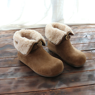 牛皮两穿雪地靴女内增高防滑勃肯靴子冬季 复古短靴女 加绒保暖棉鞋