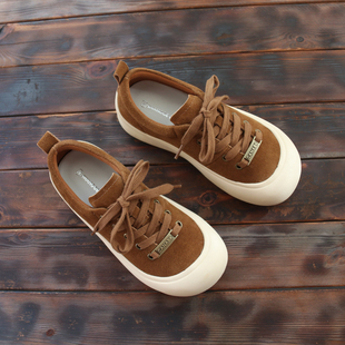 女秋季 圆头系带休闲运动板鞋 新款 百搭娃娃单鞋 时尚 牛皮丑萌面包鞋