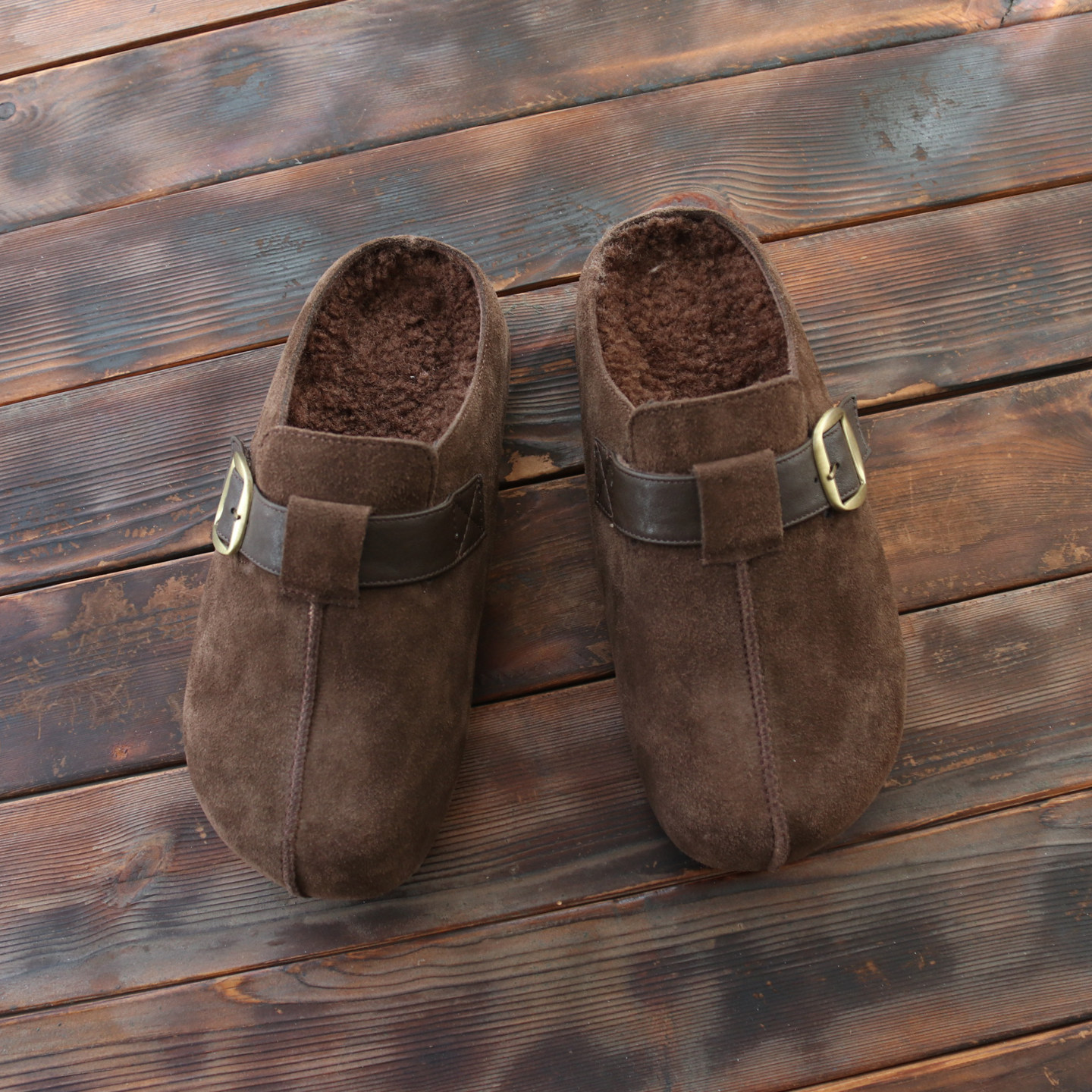 真皮包头拖鞋女2025新款冬季加绒毛毛鞋内增高保暖棉鞋复古勃肯鞋