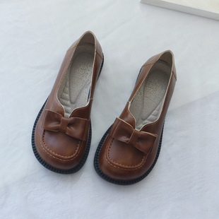 蝴蝶结单鞋 复古小皮鞋 日系浅口一脚蹬女士鞋 小众女鞋 女 女春夏新款