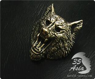 35工坊 纯铜财布扣 个性咆哮狼熊公熊装饰扣 手工皮具钱包DIY