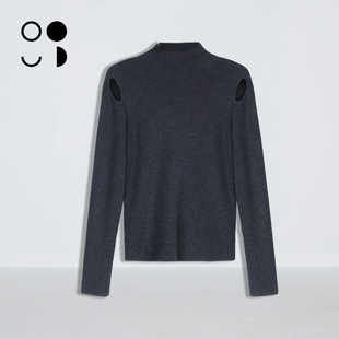 未知未觉短款修身显瘦半高领长袖高弹内搭打底针织衫女W434M59611
