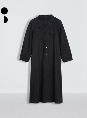 未知未觉2024年秋新品中长款直筒宽松工装衬衫连衣裙女W332L19631