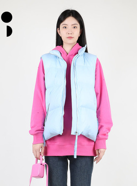 未知未觉短款加厚保暖纯色百搭白鸭绒立领羽绒马甲女W341Y16503