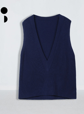 未知未觉简约设计纯色百搭无袖羊毛高弹v领针织马甲女W334M14046