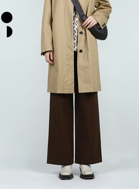 未知未觉2025秋新品直筒宽松复古纯棉咖色垂感休闲裤女W432K11622