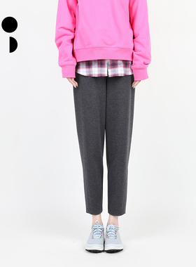 未知未觉复古简约百搭修身松紧腰小脚肌理感休闲裤女W341K19672