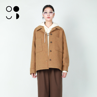 未知未觉25冬新中长款 复古廓形翻领毛呢外套女W443W24520 宽松长袖