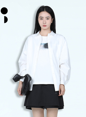 WELKIN&WZWJ2026春纯棉白色衬衫上衣设计感POLO领衬衣W514C11608