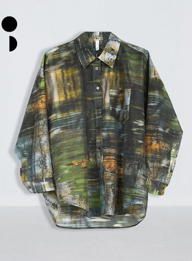 未知未觉2025秋装新品原创设计感莱赛尔长袖宽松衬衣女W434C18580