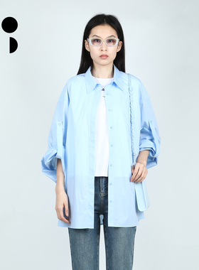 WELKIN&WZWJ25秋新设计感小众宽松简约纯棉长袖衬衣女W431C11502